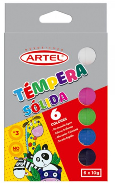 TEMPERA SOLIDA 6 COLORES ARTEL - 1