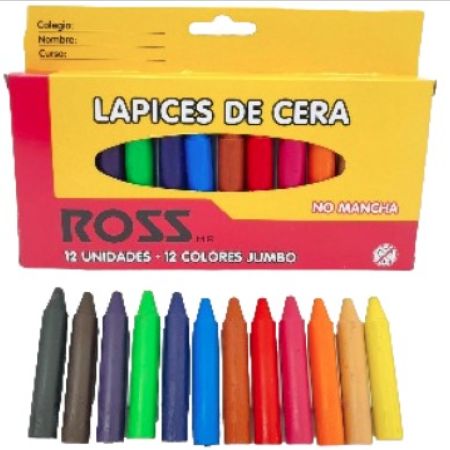 LAPICES DE CERA 12 UNIDADES JUMBO ROSS - 1