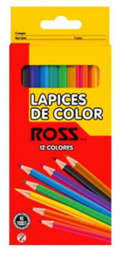 LAPICES DE COLOR 12 UNIDADES ROSS - 1
