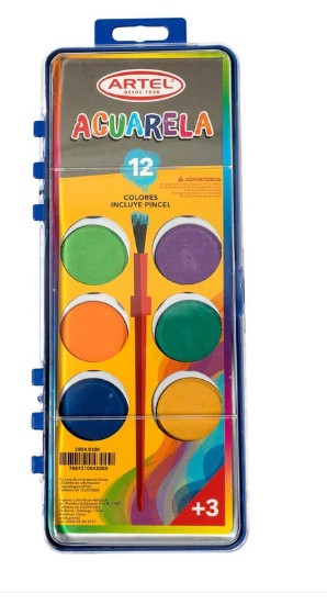 ACUARELA 12 COLRES INCLUYE PINCEL - 1