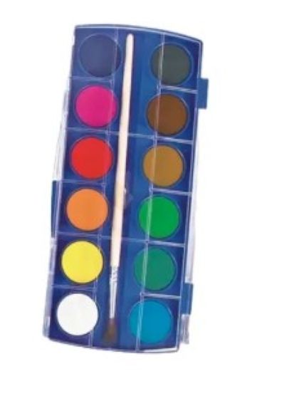 ACUARELA EN PASTILLA 12 COLORES INCLUYE PINCEL - 1