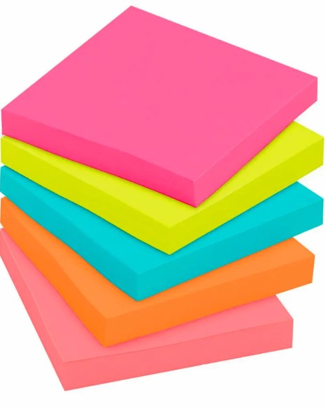 TACO POST IT NOTAS ADHESIVAS FLUOR 100 UNID / 76 X 76 MM - 1