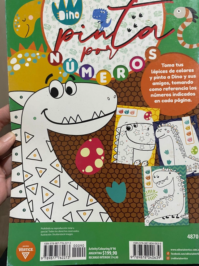 LIBRO PARA PINTAR CON DINOSAURIOS Y NUMEROS - 2