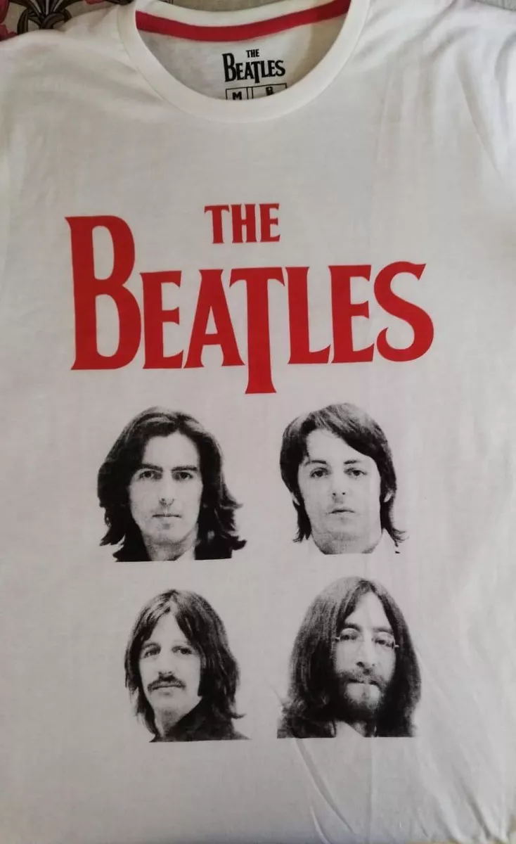 THE BEATLES POLERA BLANCA ROSTROS TALLA M - 3