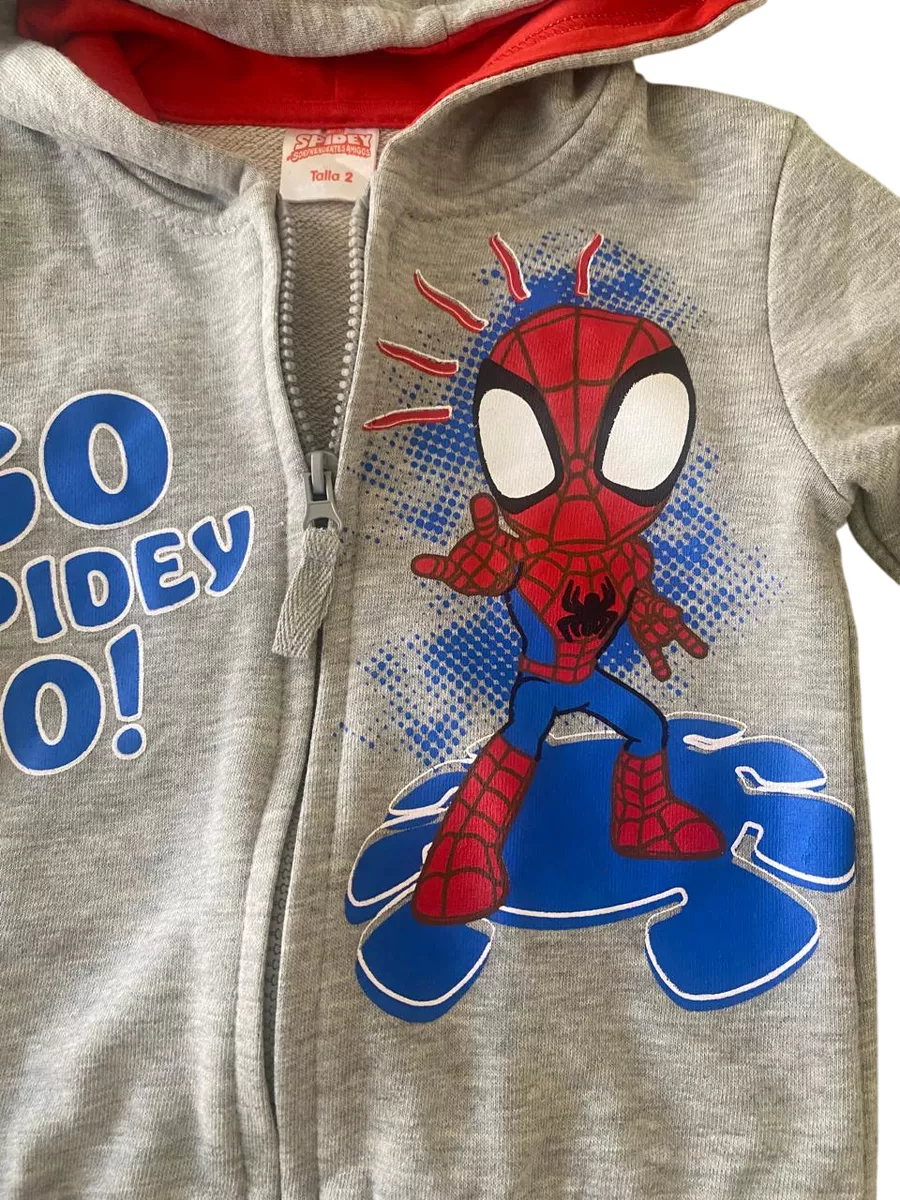 POLERON SPIDERMAN CON CAPUCHA Y CIERRE TALLA 2 - 3