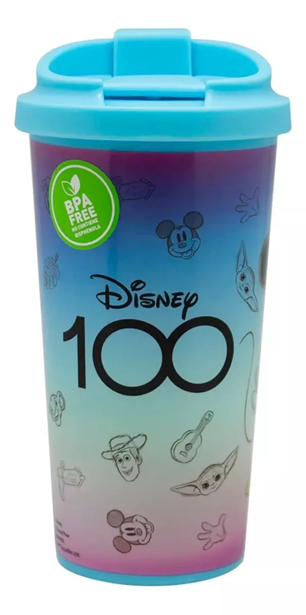 MUG CON TAPA DISNEY 100 AÑOS STITCH MINNIE MARCA TITANIO - 1