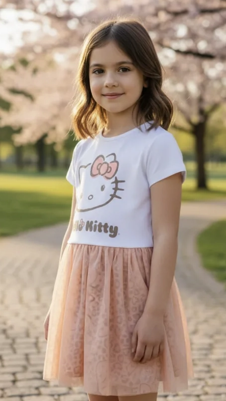 CONJUNTO POLERA Y FALDA DISEÑO HELLO KITTY - 5