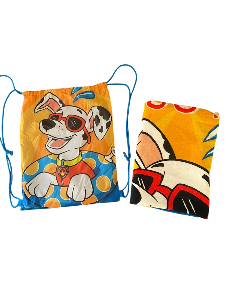 TOALLA DE PLAYA CON MORRAL DISEÑO MARSHALL PAW PATROL - 2
