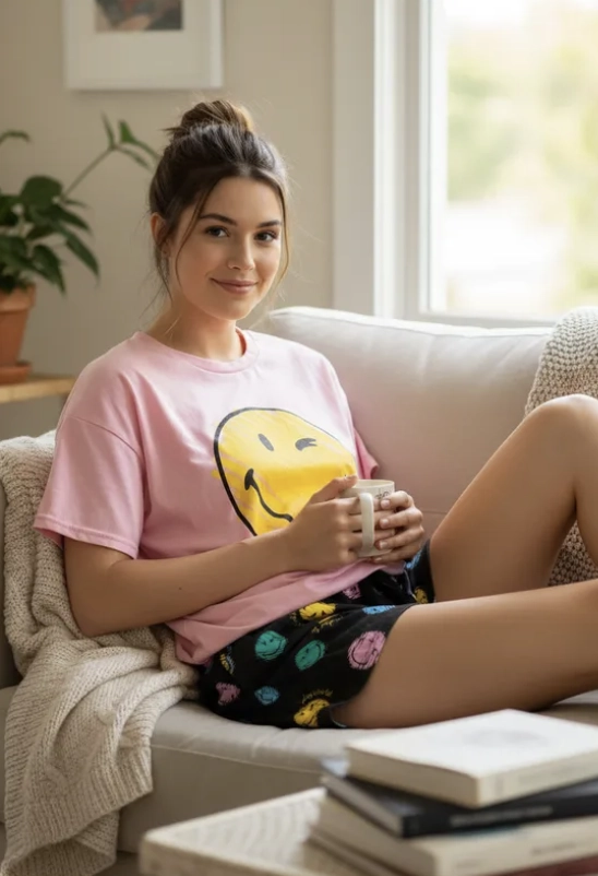 PIJAMA VERANO DE MUJER TALLA S SMILEY - 2