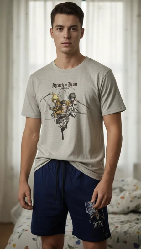 PIJAMA ATTACK ON TITAN DE VERANO TALLAS 14 Y 16 - 2