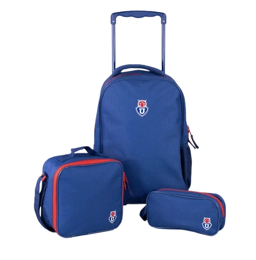 PACK MOCHILA CON RUEDAS, ESTUCHE Y LONCHERA UNIVERSIDAD DE CHILE - 1