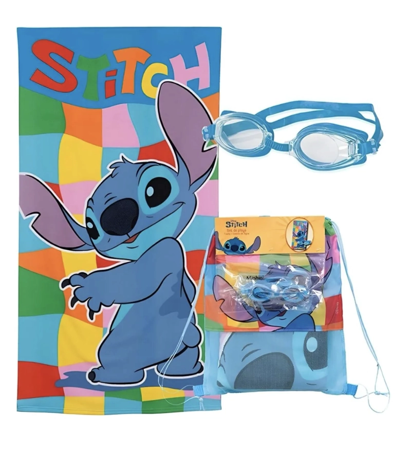 TOALLA STITCH CON MORRAL Y LENTES PARA AGUA - 1