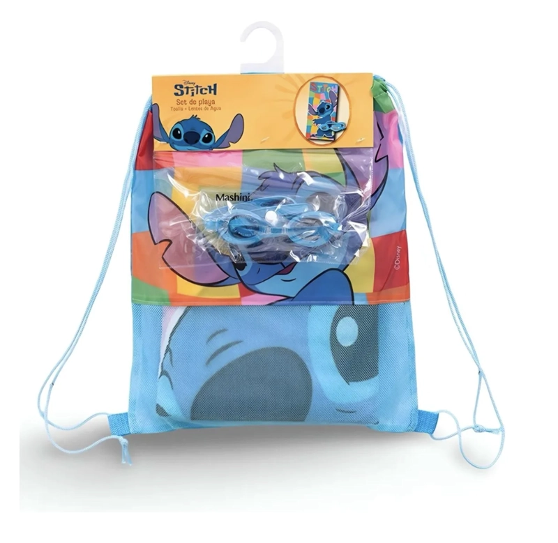 TOALLA STITCH CON MORRAL Y LENTES PARA AGUA - 4