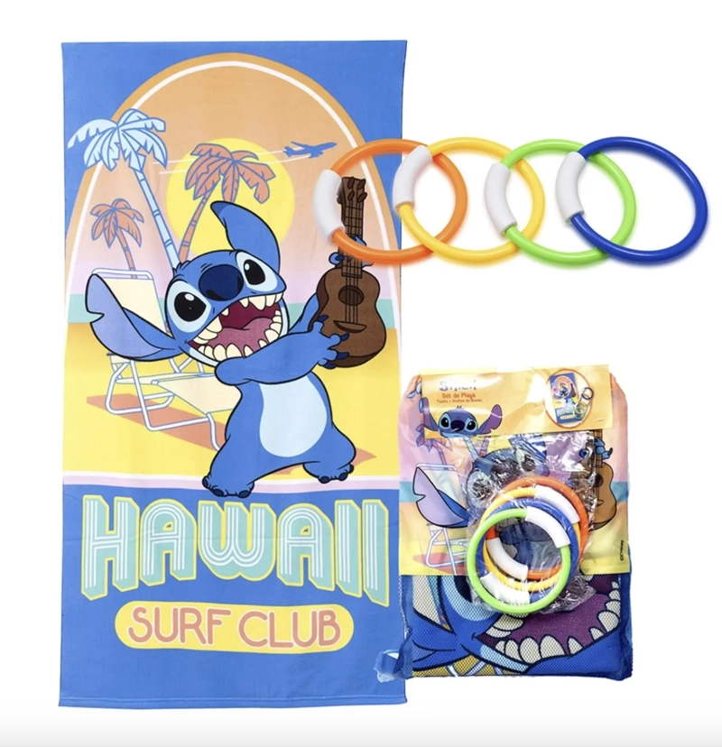 TOALLA STITCH CON MORRAL Y AROS DE BUCEO - 1