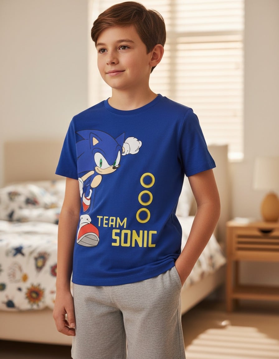 PIJAMA DE VERANO SONIC TALLAS 12 Y 16 - 1