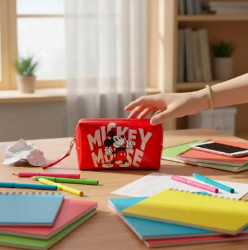 ESTUCHE O COSMETIQUERO MICKEY MOUSE DISNEY COLOR ROJO - 3