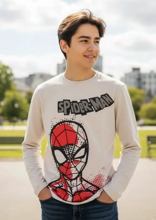 POLERA SPIDERMAN MANGA LARGA TALLAS 12, 14 Y 16 - 1
