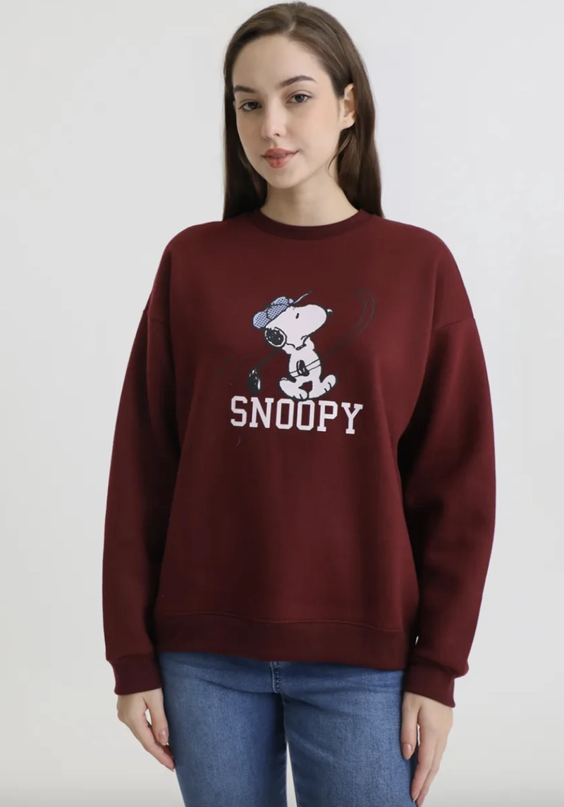 POLERON SNOOPY TALLAS S Y M COLOR BURDEO - 1