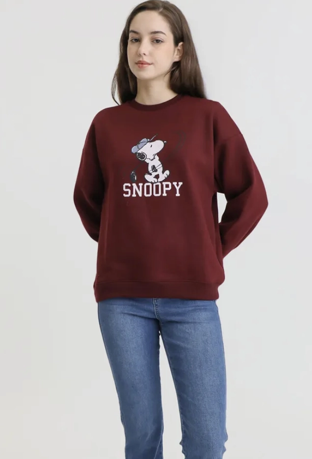 POLERON SNOOPY TALLAS S Y M COLOR BURDEO - 3