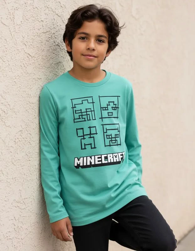 POLERA MINECRAFT TALLA 8 MANGA LARGA - 1