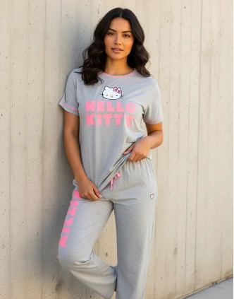 PIJAMA HELLO KITTY COLOR GRIS TALLAS L Y XL - 1