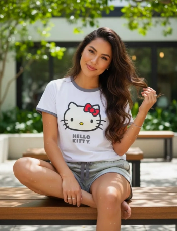 PIJAMA HELLO KITTY TALLAS L Y XL GRIS - 1