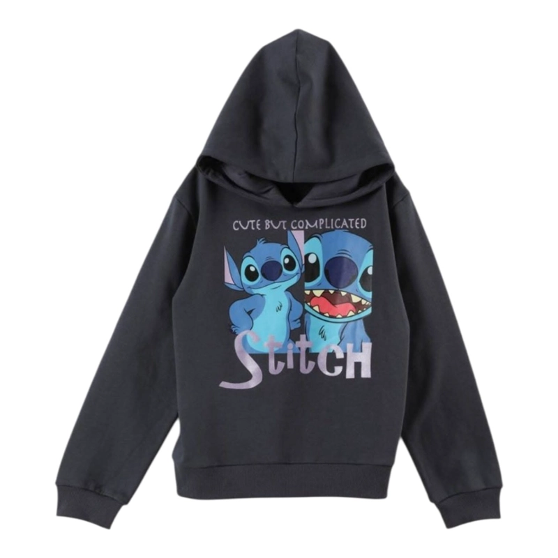 POLERON STITCH TALLA 14 CON CAPUCHA COLOR GRIS - 2