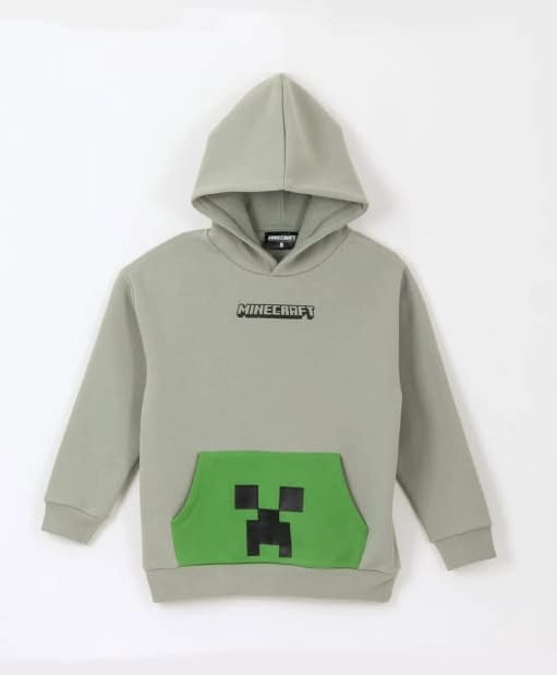 POLERON MINECRAFT TALLA 8 CON CAPUCHA COLOR VERDE - 2