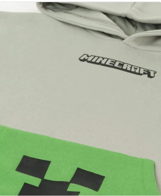 POLERON MINECRAFT TALLA 8 CON CAPUCHA COLOR VERDE - 4