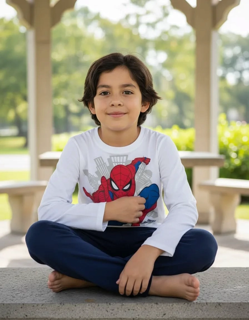 PIJAMA SPIDERMAN TALLA 8 COLOR BLANCO CON AZUL - 1