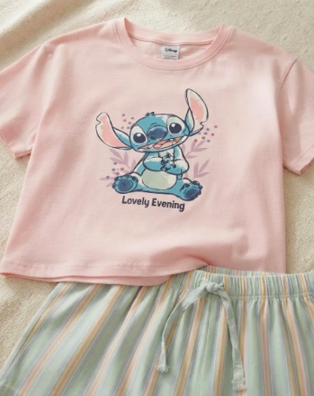 PIJAMA STITCH TONOS ROSA Y CELESTE - 2