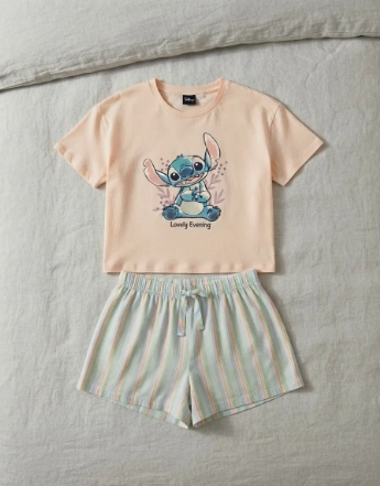 PIJAMA STITCH TONOS ROSA Y CELESTE - 4