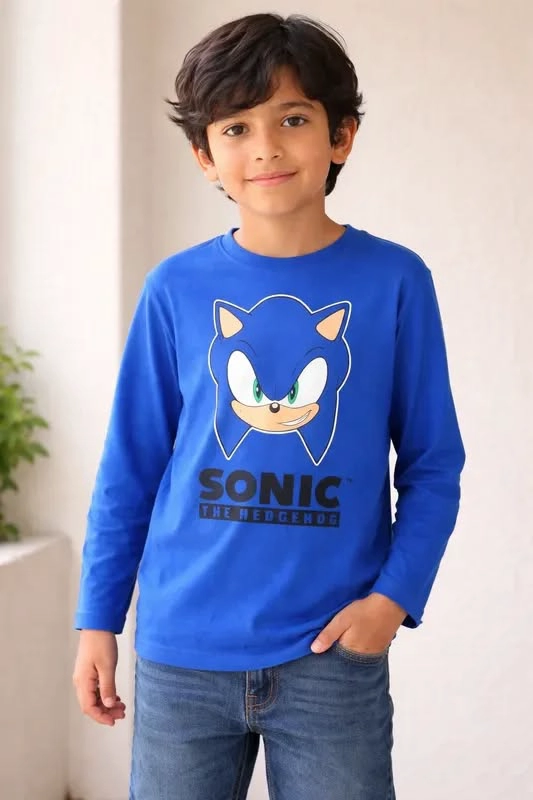 POLERA SONIC MANGA LARGA TALLA 8 COLOR AZUL - 1