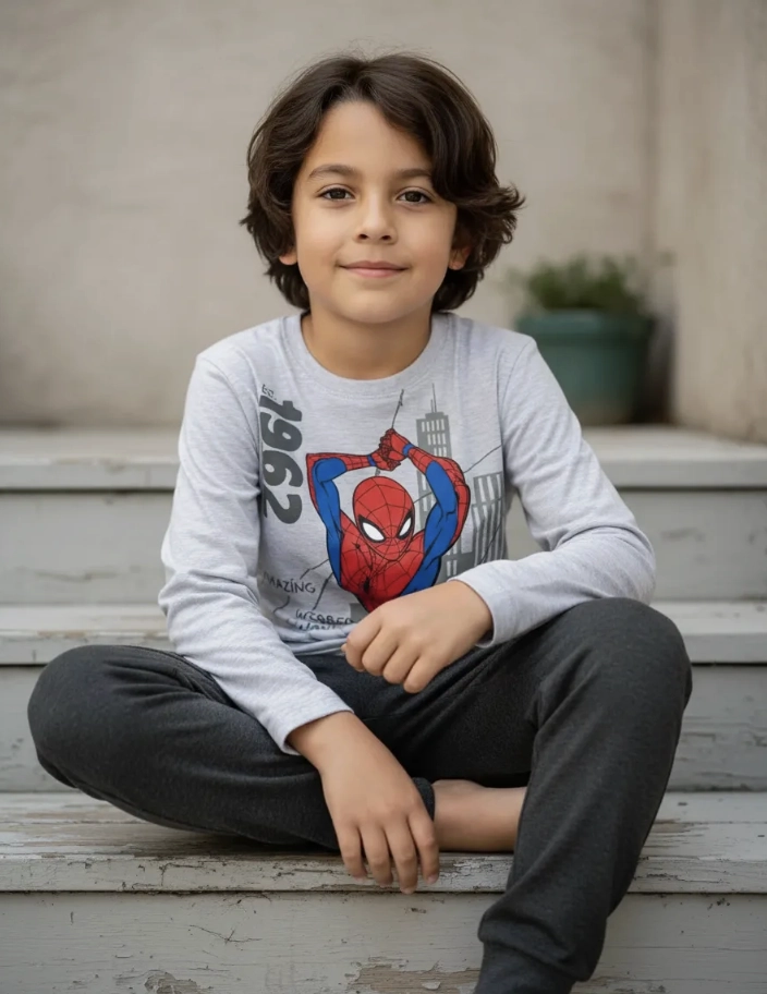 PIJAMA SPIDERMAN TALLA 8 TONOS GRISES - 1