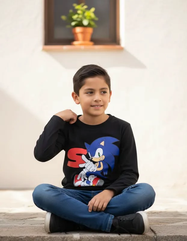 POLERA SONIC TALLA 8 MANGA LARGA - 1