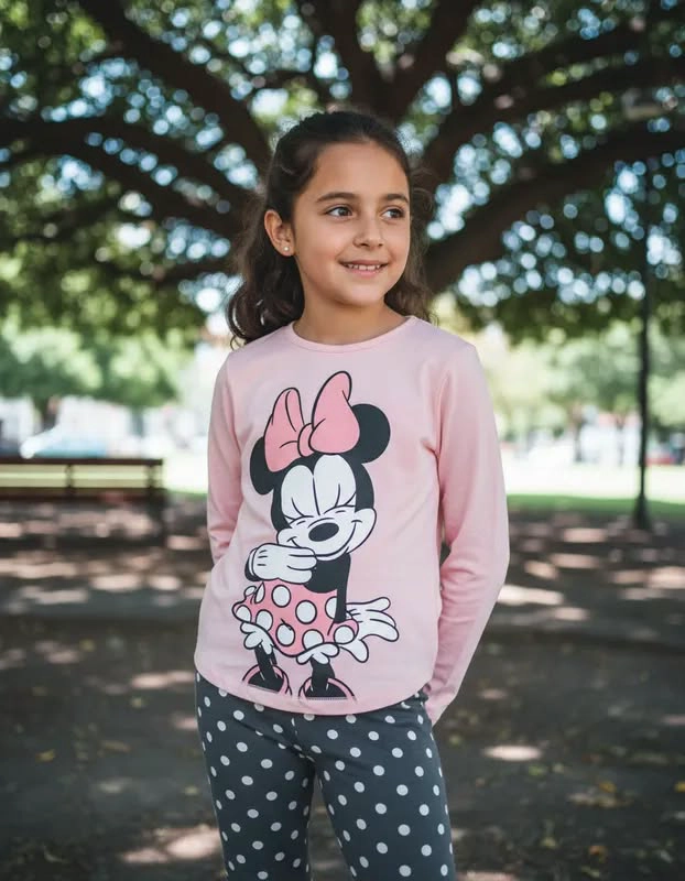 CONJUNTO MINNIE MOUSE TALLA 8 POLERA Y CALZA - 1