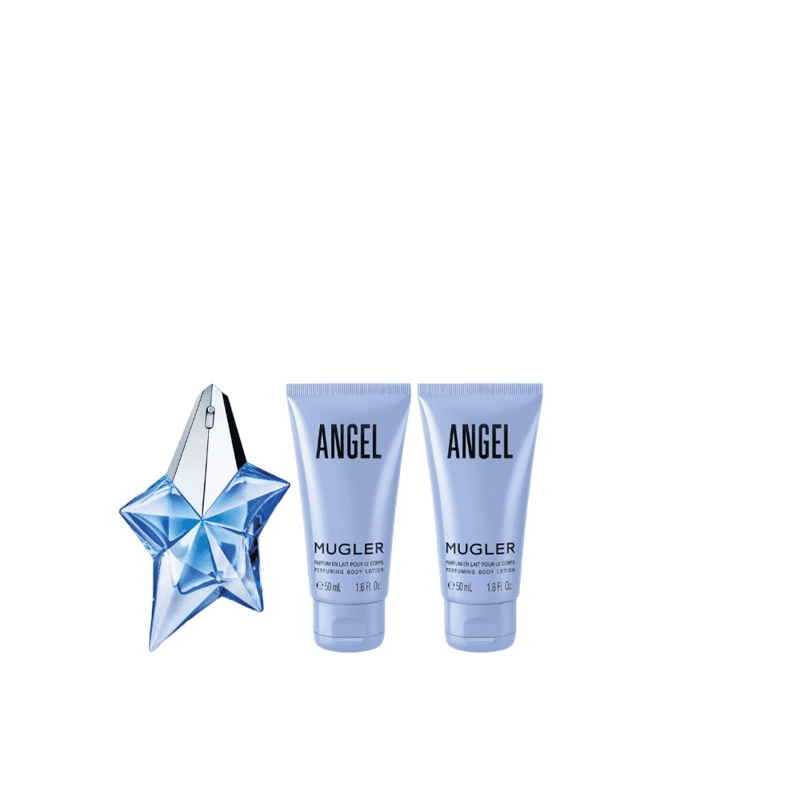 SET DE REGALO PERFUME  MUGLER ANGEL 25 ML + 2 BODY LOTION 50 ML - 3