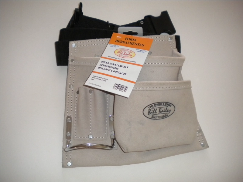 COLETO PORTAHERRAMIENTAS CUERO 5 BOLSILLOS BILL BAILEY GRIS - 1