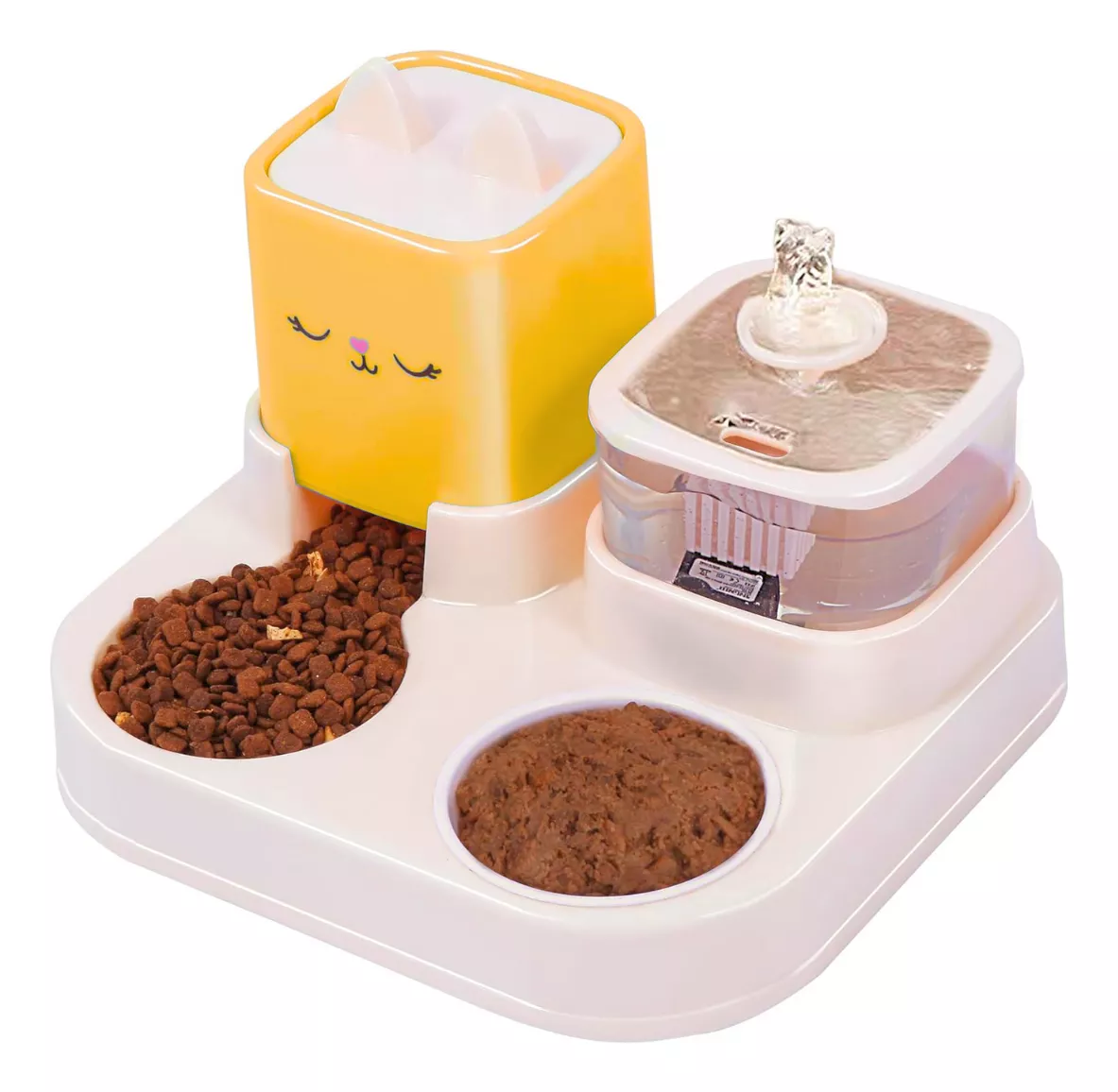DISPENSADOR DE COMIDA + CUENCO Y FUENTE ELÉCTRICA MASCOTAS - 1