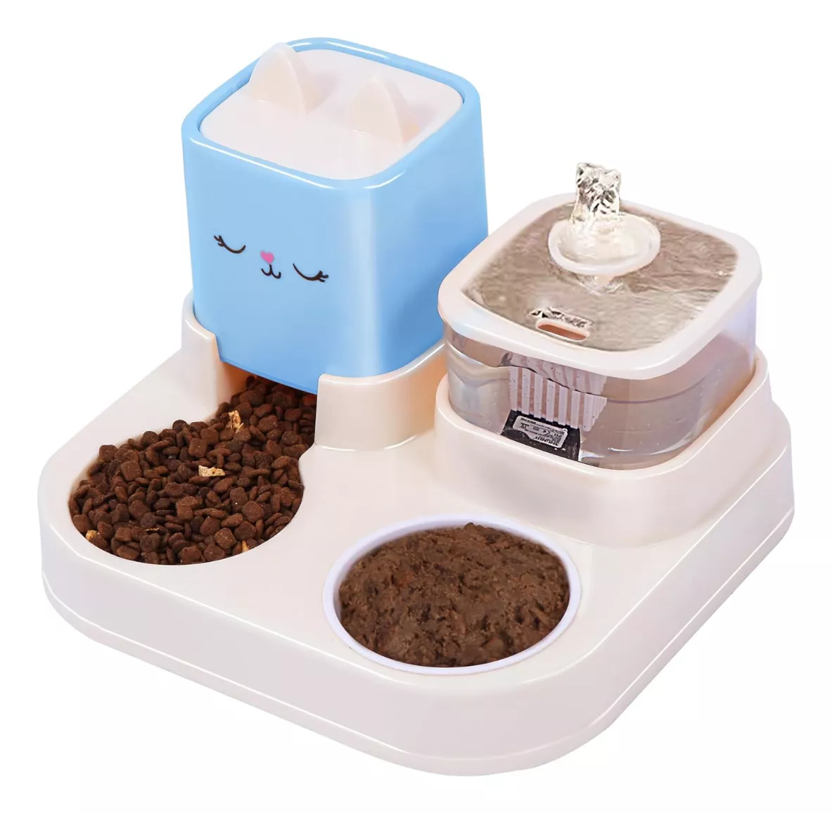 DISPENSADOR DE COMIDA + CUENCO Y FUENTE ELÉCTRICA MASCOTAS VARIEDAD COLOR - 1