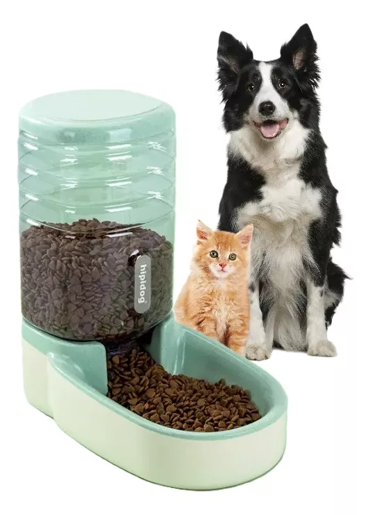 DISPENSADOR DE COMIDA PARA PERROS CONTENEDOR COMIDA MASCOTAS TURQUESA - 1