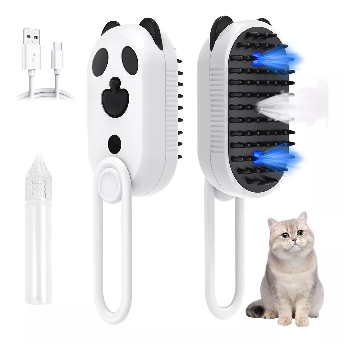 CEPILLO DE VAPOR PARA MASCOTA 4 EN 1 LUZ UV LIMPIEZA DE PELO - 1