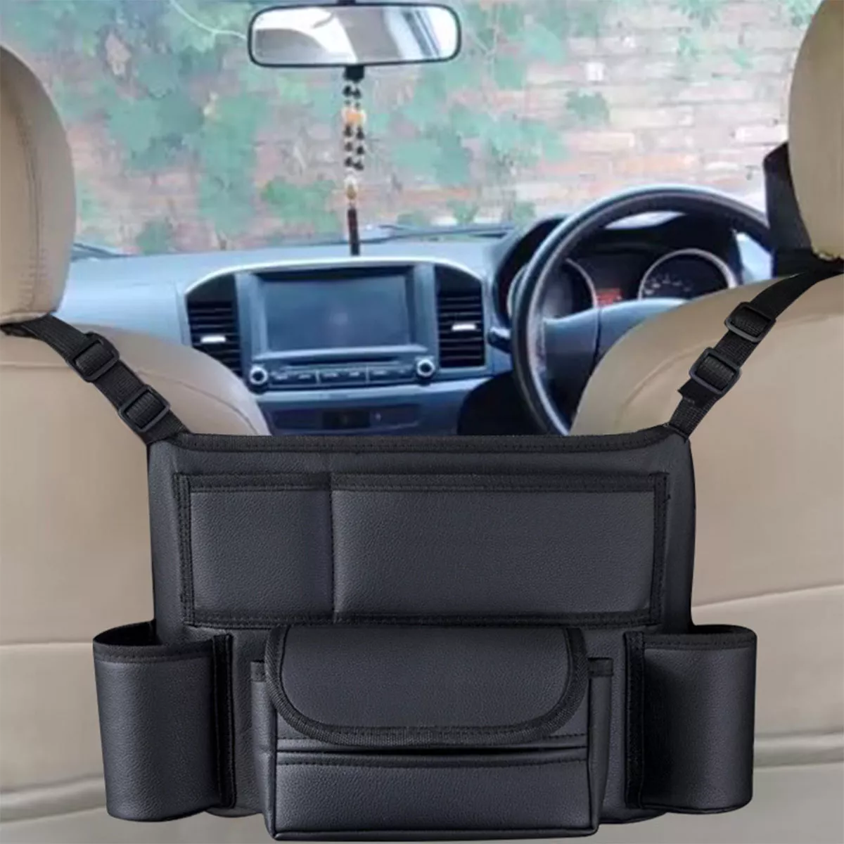 ASIENTO ORGANIZADOR AUTO CUERO ALMACENAMIENTO MULTIUSO - 1