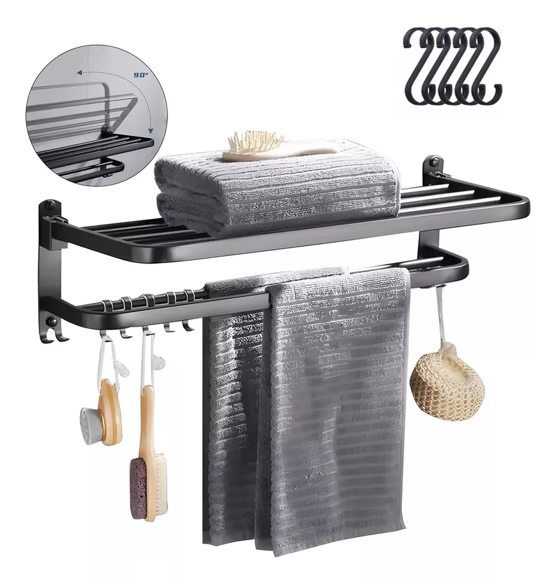 TOALLERO SOPORTE DE TOALLAS ESTANTE PARA BAÑO DE PARED 60CM - 1