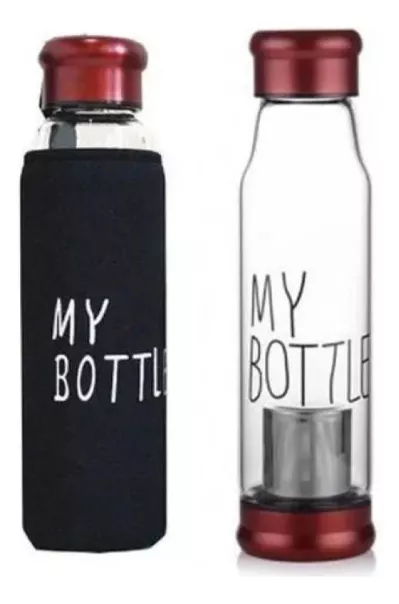 BOTELLA CON INFUSOR 550ML Y TAPA COLOR ROJO - 1