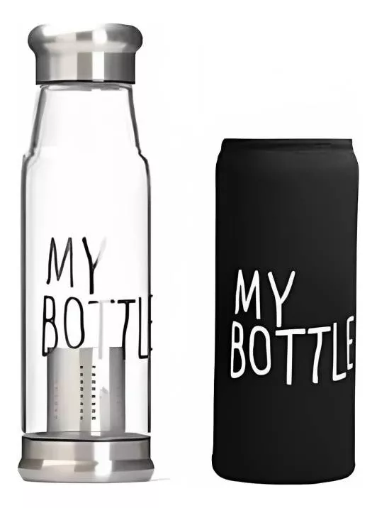BOTELLA CON INFUSOR 550ML Y TAPA COLOR PLATEADO - 1