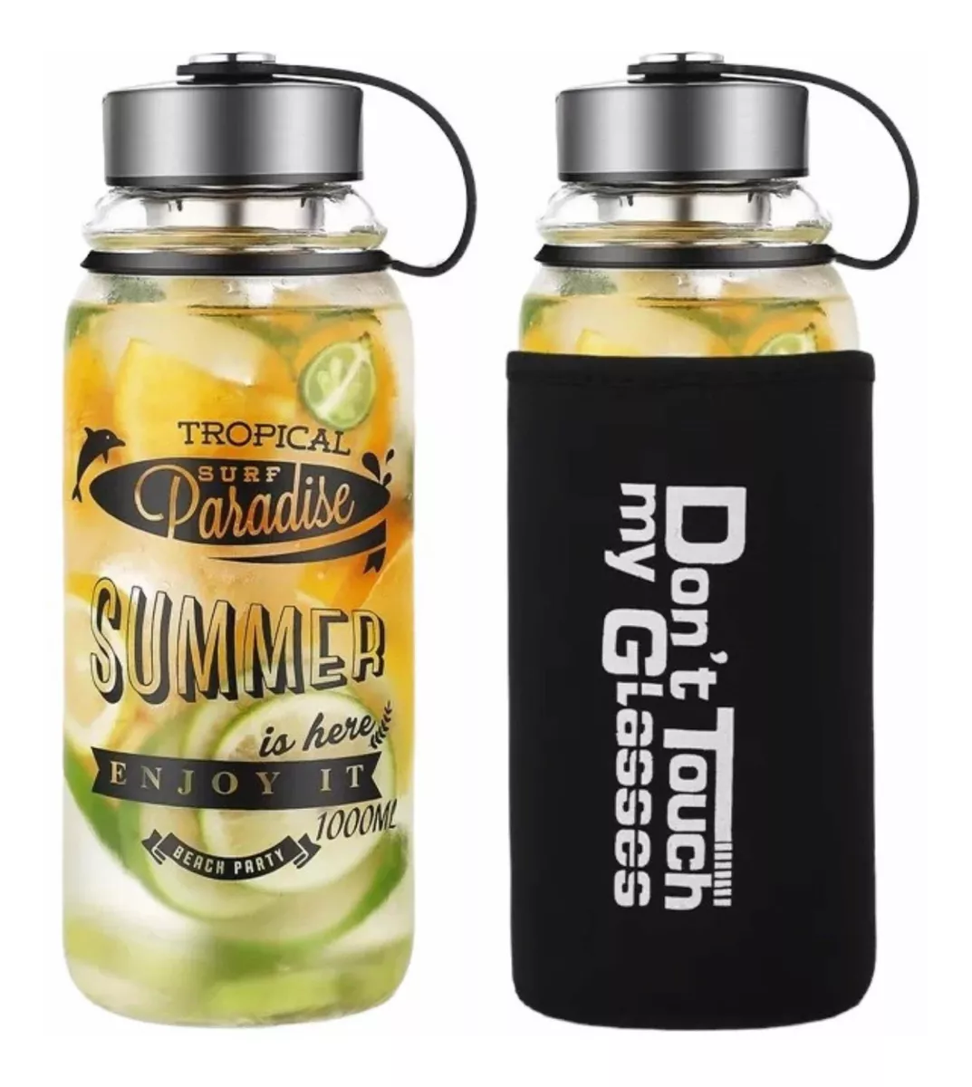 BOTELLA DE VIDRIO CON INFUSIÓN 1000ML CON FUNDA - 1