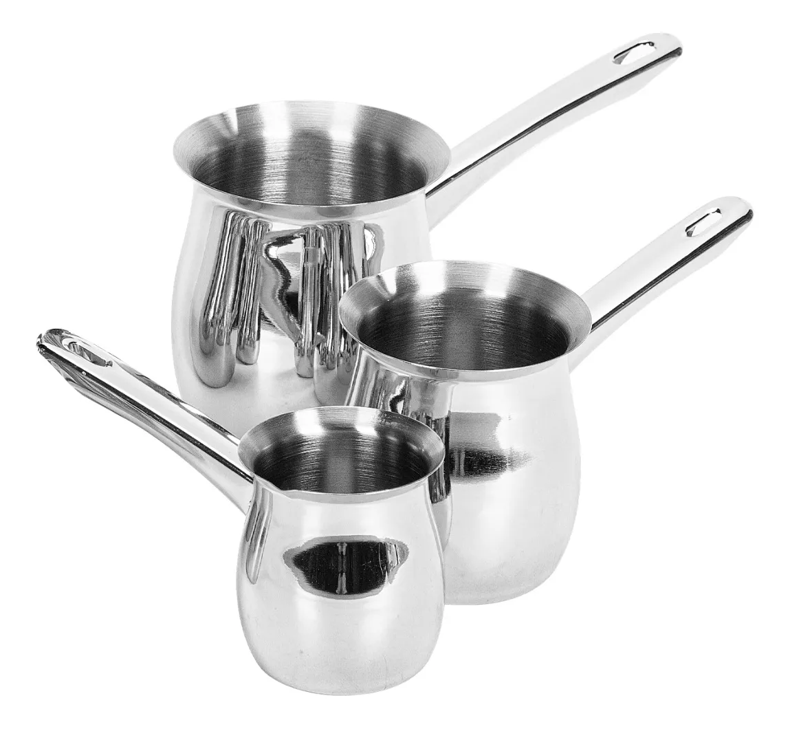 SET 3 OLLAS LECHERAS ACERO INOLXIDABLE PARA CAFÉ TÉ MILK - 1
