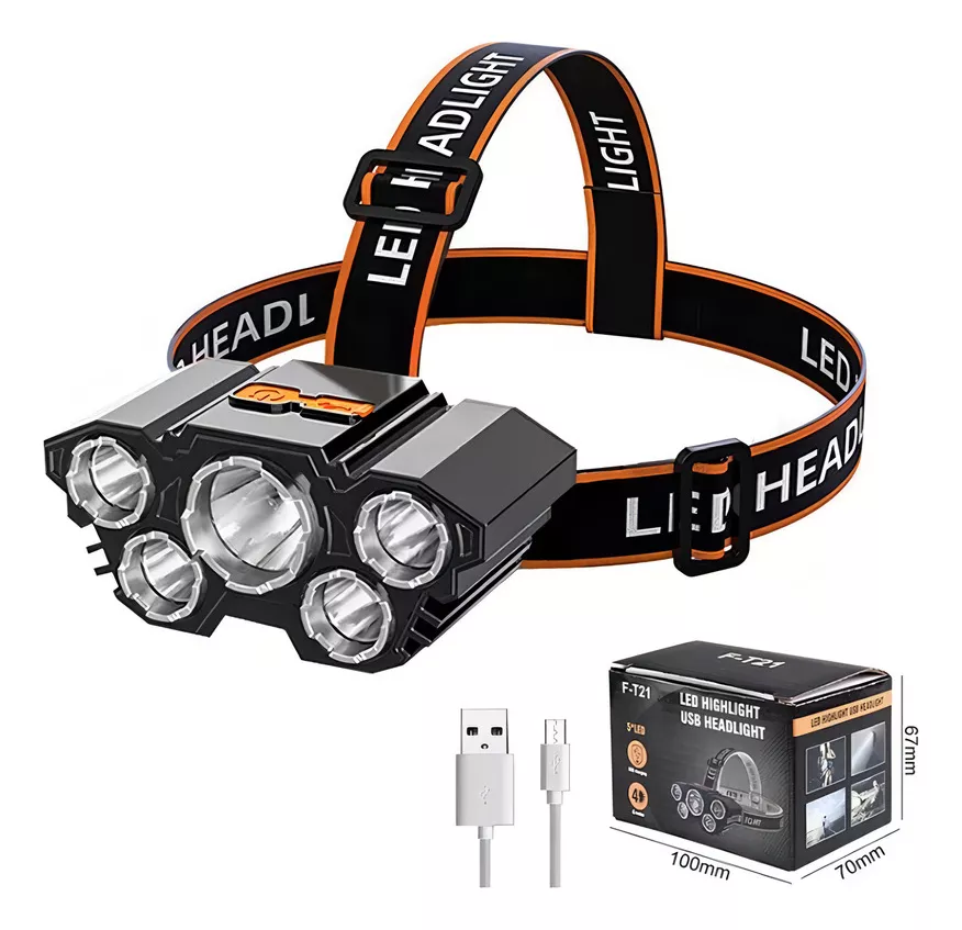LINTERNA MINERO CABEZA RECARGABLE 8 LEDS POTENTE 2 BATERIAS COLOR DE LA LINTERNA NEGRO COLOR DE LA L - 1