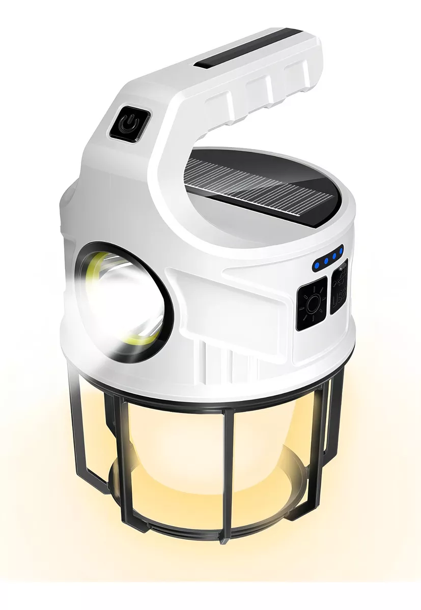 LINTERNA SOLAR RECARGABLE USB PARA FAROS DELANTEROS LED DE COLOR BLANCO - 1